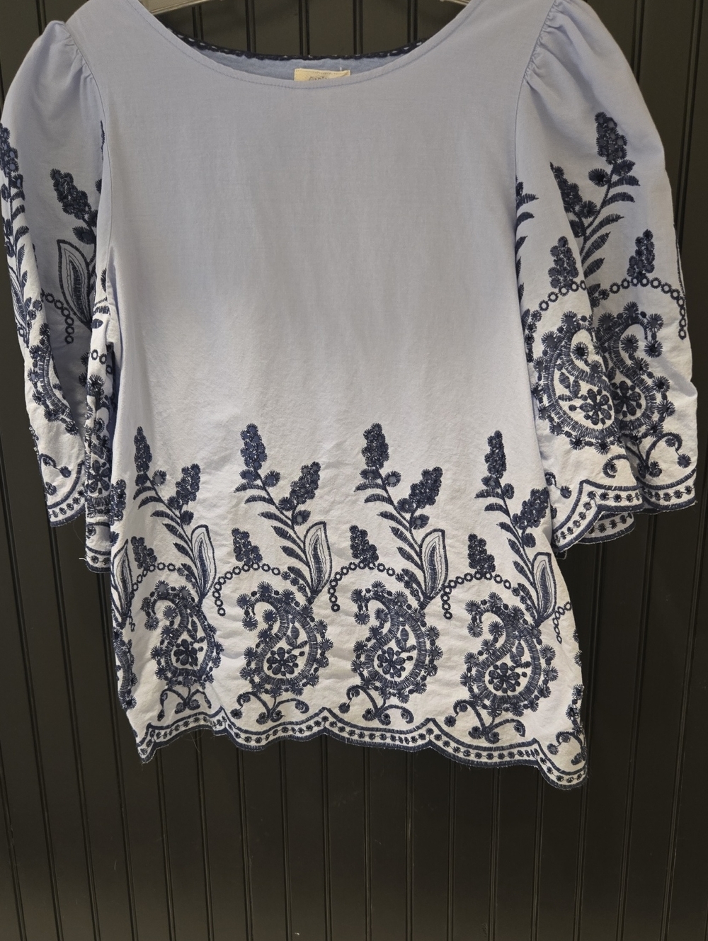 Cupio Light Blue Tunic with Navy Embroidered Border